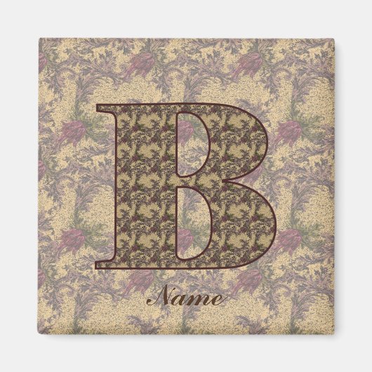 Aimant Monogramme floral initial B Élégant Personnalisé (Devant)