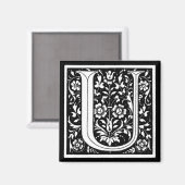 Aimant Monogramme floral vintage "U" (Recto/Verso)