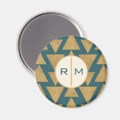 Aimant Monogramme | Geo Step extérieur | Pat Turquoise or (Recto/Verso)