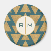 Aimant Monogramme | Geo Step extérieur | Pat Turquoise or (Devant)