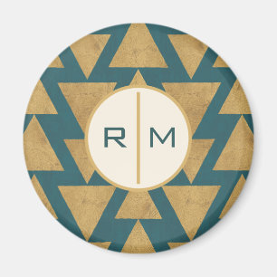 Aimant Monogramme   Geo Step extérieur   Pat Turquoise or