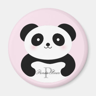 Aimant Monogramme Girly mignon d'ours panda de bébé
