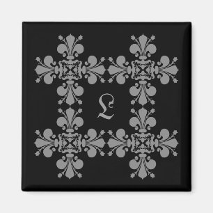 Aimant Monogramme gothique de damassé d'elegance fleur d