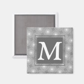 Aimant Monogramme gris cercles motif (Recto/Verso)