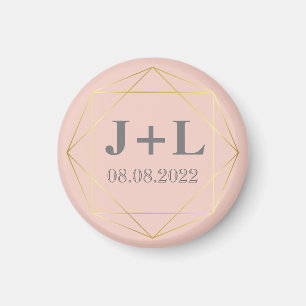 Aimant Monogramme Gris Or Mariage Enregistrer La Date Fav