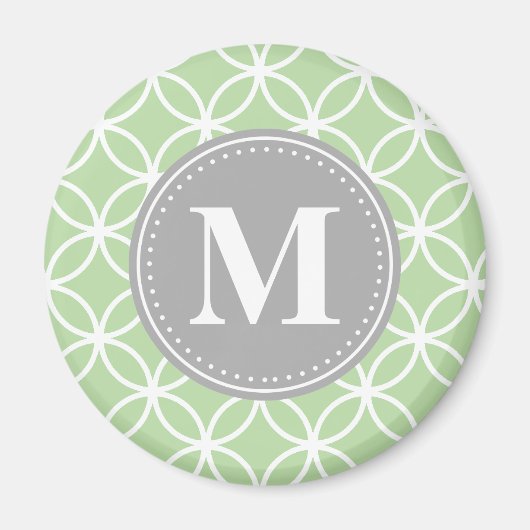 Aimant Monogramme gris vert à la menthe des cercles géomé (Devant)