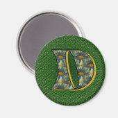 Aimant Monogramme Initial D Fleurs de Marguerites Art (Recto/Verso)
