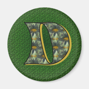 Aimant Monogramme Initial D Fleurs de Marguerites Art