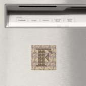 Aimant Monogramme Initial F Élégant Floral Vintage (In Situ (Lave-vaisselle))