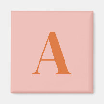 Monogramme Initial Minimaliste Rose & Orange
