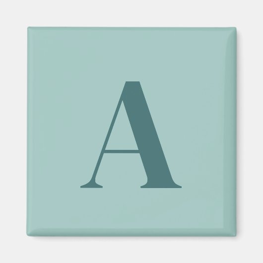Aimant Monogramme Initial Minimaliste Turquoise/Teal (Devant)