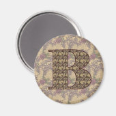 Aimant Monogramme Initiale B Élégant Floral Vintage (Recto/Verso)
