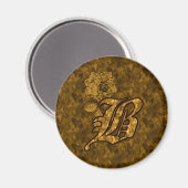 Aimant Monogramme Initiale B Élégante Fleur de Pivoine en (Recto/Verso)