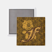 Aimant Monogramme Initiale F Fleur de Pivoine Or Élégant (Recto/Verso)