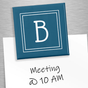 Aimant Monogramme Initiale Moderne Modèle Bleu Simple