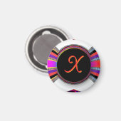 Aimant Monogramme Initiale X Arc-en-ciel (Recto/Verso)