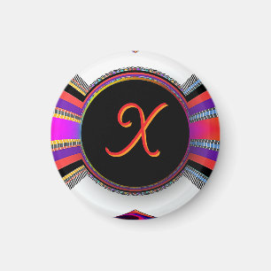 Aimant Monogramme Initiale X Arc-en-ciel