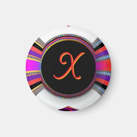 Aimant Monogramme Initiale X Arc-en-ciel (Devant)