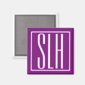 Aimant Monogramme Initiales 3 Moderne Gras | Blanc & Viol (Recto/Verso)