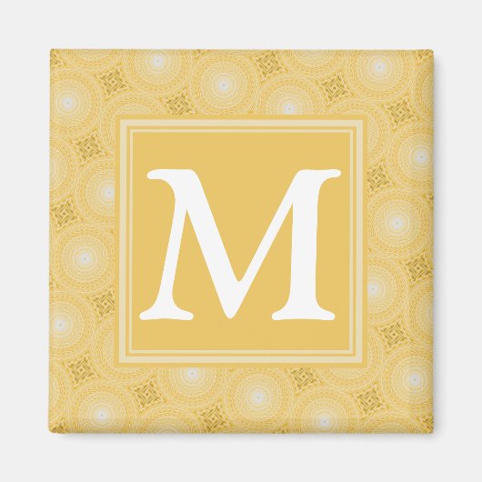 Aimant Monogramme jaune cercles motif (Devant)