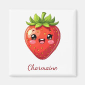 Aimant Monogramme jolie fraise kawaii (Devant)
