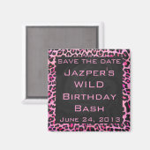 Aimant Monogramme Leopard noir et rose chaud (Recto/Verso)