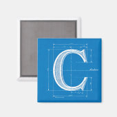 Aimant Monogramme lettre C plan (Recto/Verso)