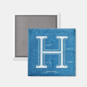 Aimant Monogramme lettre H plan (Recto/Verso)