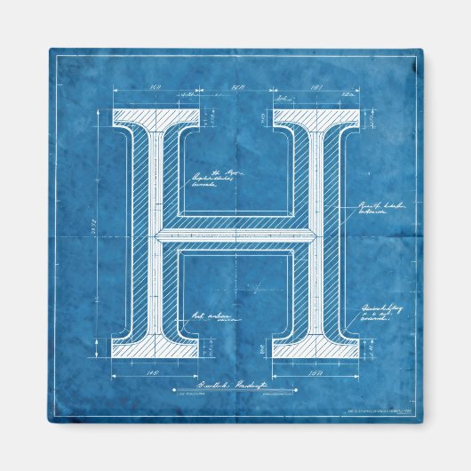Aimant Monogramme lettre H plan (Devant)