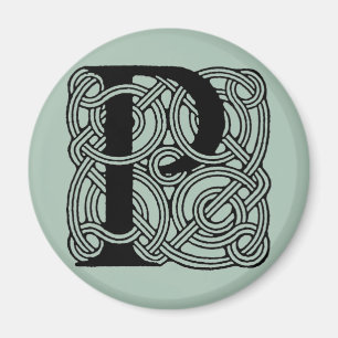 Aimant Monogramme Lettre P Impression Vintage Nœud Celtiq
