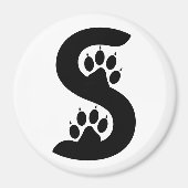 Aimant Monogramme lettre S empreintes de patte d'ours (Devant)