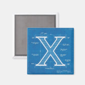 Aimant Monogramme lettre X plan (Recto/Verso)