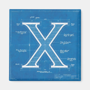 Aimant Monogramme lettre X plan