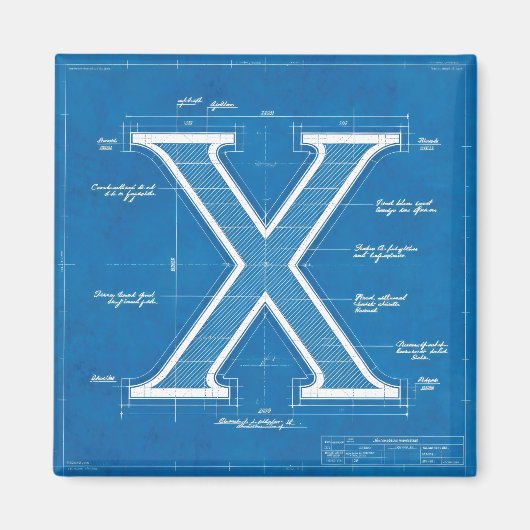Aimant Monogramme lettre X plan (Devant)