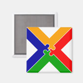 Aimant Monogramme Lettre X Puzzle (Recto/Verso)