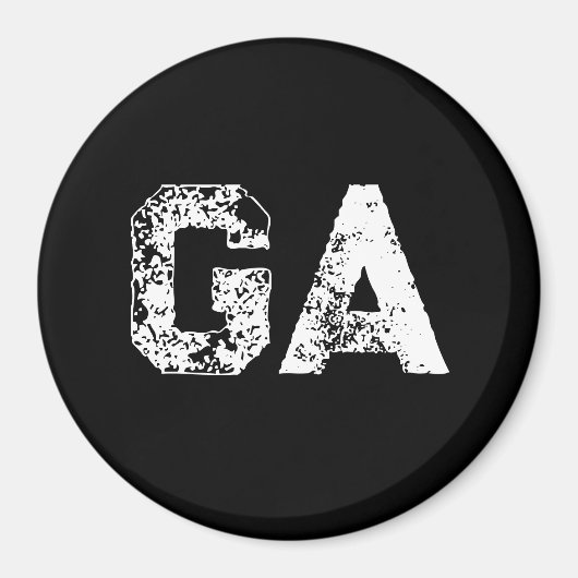 Aimant Monogramme Lettres Initiales Noir Blanc Simple (Devant)