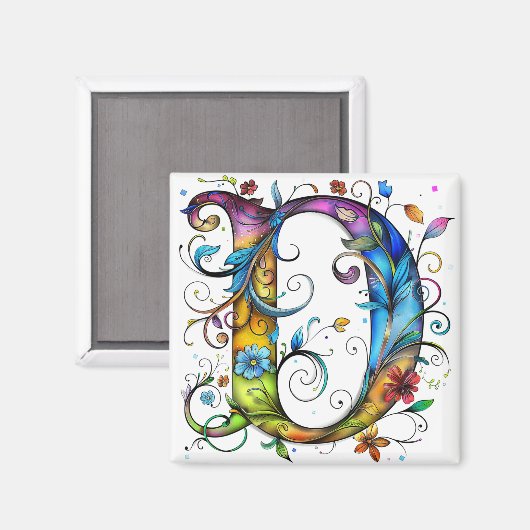 Aimant Monogramme lunaire D (Recto/Verso)