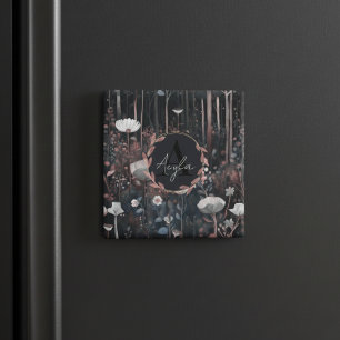 Aimant Monogramme lunaire Fleurs sauvages de forêt lunair