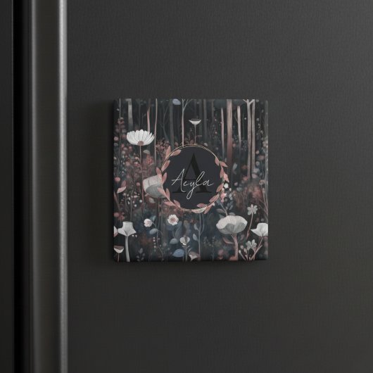 Aimant Monogramme lunaire Fleurs sauvages de forêt lunair