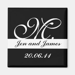 Aimant Monogramme M Mariage noir et blanc Enregistrer la