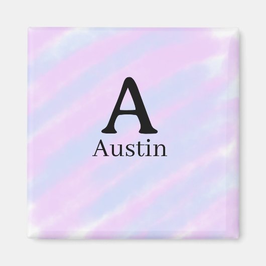 Aimant Monogramme majuscule masculine ajouter un nom past (Devant)