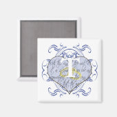 Aimant Monogramme Mariage Vow Heart (Recto/Verso)