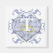 Aimant Monogramme Mariage Vow Heart (Devant)