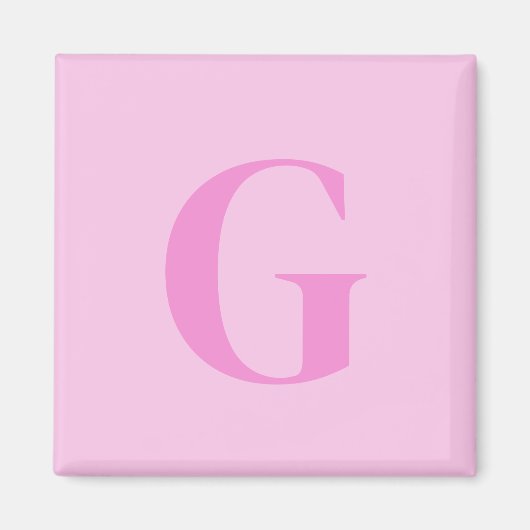 Aimant Monogramme Minimaliste Initial Rose Clair (Devant)