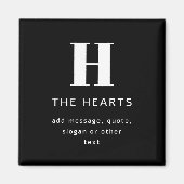 Aimant Monogramme Moderne Éditable Nom & Message | Noir (Devant)