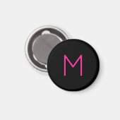 Aimant Monogramme moderne éditable rose et noir (Recto/Verso)