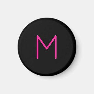 Aimant Monogramme moderne éditable rose et noir