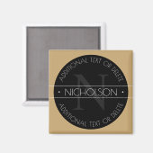 Aimant Monogramme Moderne Élégant Éditable Noir Blanc Or (Recto/Verso)