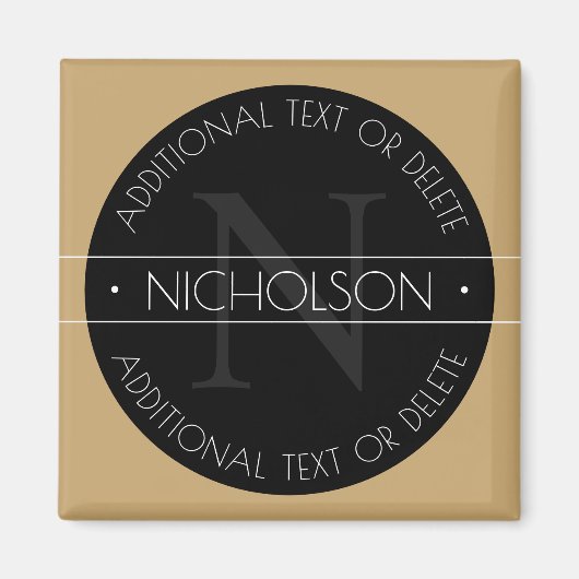 Aimant Monogramme Moderne Élégant Éditable Noir Blanc Or (Devant)