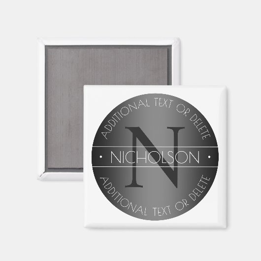 Aimant Monogramme Moderne Élégant Ombrage Noir & Blanc (Recto/Verso)